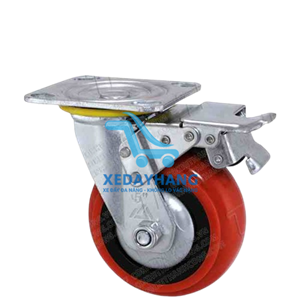 Bánh xe PU BRK125 nhựa đỏ xoay khoá kép Bánh xe PU BRK125 nhựa đỏ xoay khoá kép
